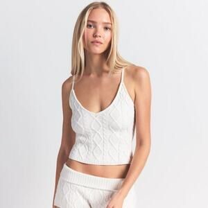 SKIMS Snow Bunny Cable Knit Tank - Snow Size L NWT #1639